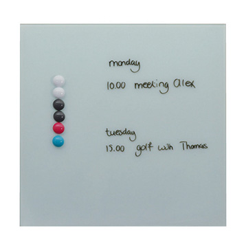 Magnetisk glasplade Hvid, 35x35 cm